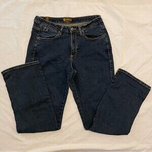 Wrangler Aura Regular Rise Dark Wash Denim 99% Cotton Womens Jeans Size 10R/Avg